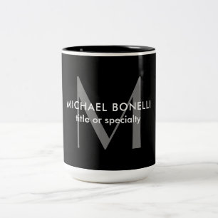 Black Grått Monogram Modern Minimalist-mall Två-Tonad Mugg