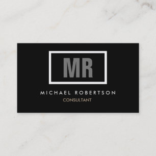 Black Grått Monogram unikt Visitkort