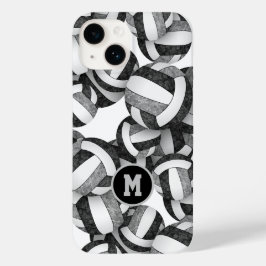 Black grått monogrammade flickor volleyball