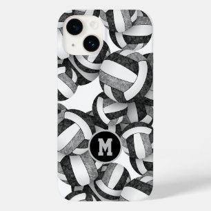 Black grått monogrammade flickor volleyball