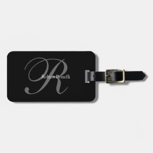 Black Grått Monogrammed Travel Vacation Baggage Bagagebricka