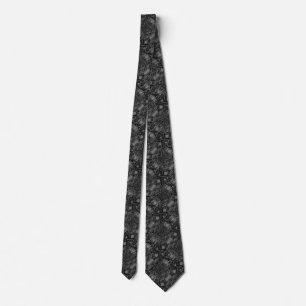 Black Grått Neck Tie Blommigt Art - Ditt Färg Slips