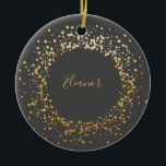 Black Grått Ombre Guld Confetti Dots Personlig Julgransprydnad Keramik<br><div class="desc">Black Grått Ombre Guld Confetti Dots Personlig Ornament</div>