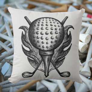 Black Grått Pen och Bläck GOLF Boll Tee Klubbs Spo Kudde