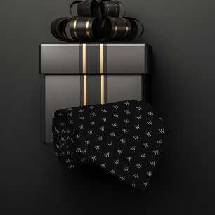 Black & Grått Personal Monogram Mönster Slips