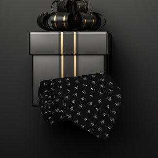Black & Grått Personal Monogram Mönster Slips