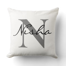 Black Grått Personlig Family Namn Monogram