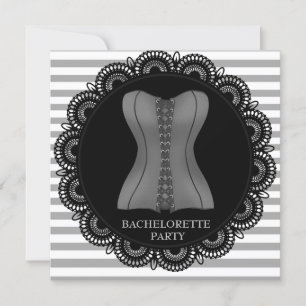 BLACK GRÅTT RAND CORSET BACHELORETTE PART INBJUDNINGAR