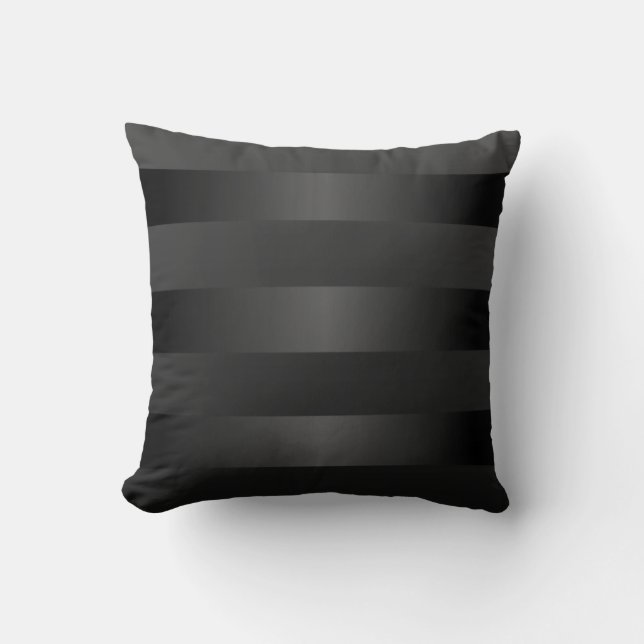 Black Grått Rand Mönster Kudde (Framsida)