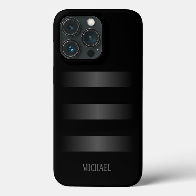 Black Grått Rand Mönster Monogram  (Baksida)