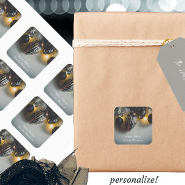 Black Grått Retro-julprydnader Fyrkantigt Klistermärke