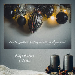 Black Grått Retro-julprydnader Poster