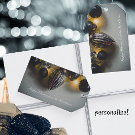 Black Grått Retro-julprydnader Presentetikett