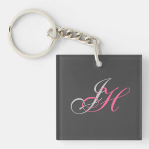 Black Grått Rosa Monogram Simple Plain