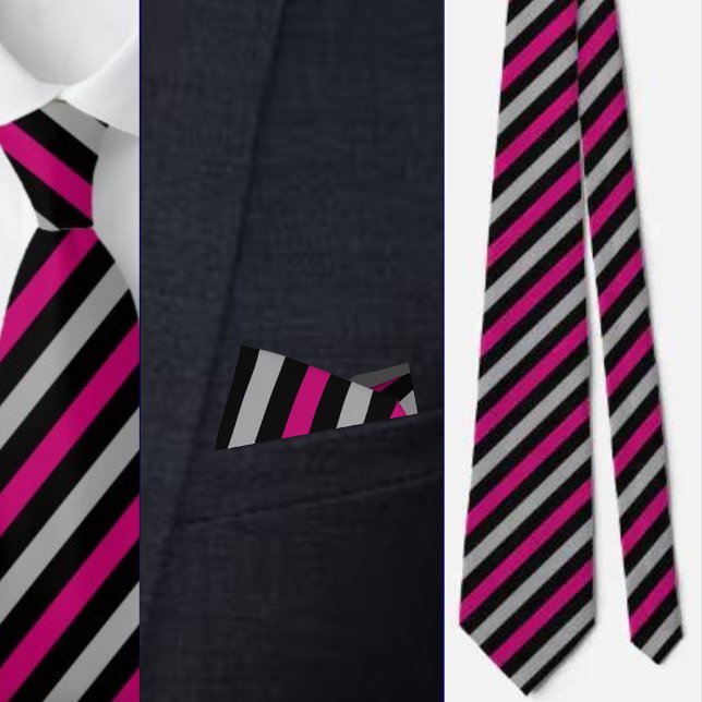 Black Grått Rosa Rand Abstrakt Mönster Slips (Skapare uppladdad)