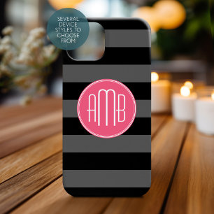 Black Grått Rugby Rand med Shock rosa Monogram