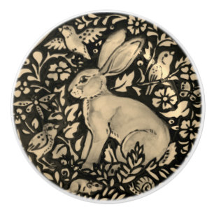 Black Grått Sepia Rabbit Bird Snigel Drawer Drut Knopp