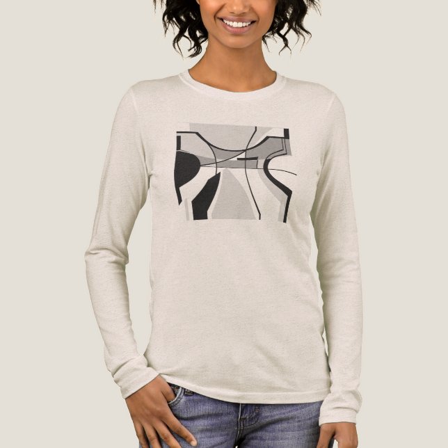 Black Grått Shades MCM-inspirerad Abstract Design T Shirt (Framsida)
