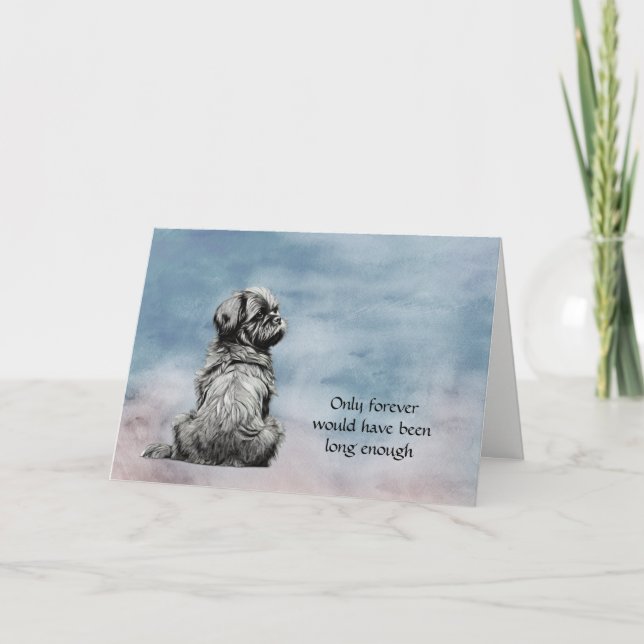 Black Grått Shih Tzu Hund Loss Sympathy Card Helgkort (Framsida)