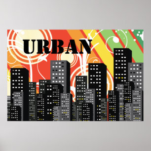Black grått silhouettes city byggnad urban poster