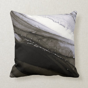 Black Grått Silver Marble Söt Charcol Kudde