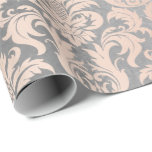 Black Grått Silver White Rosa Metallic Damask Presentpapper<br><div class="desc">dekorerat med metallpulver i struktur och med alltid chic fukta prydnadsblommorK</div>