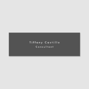 Black Grått Simple Plain Elegant Modern Namnbricka