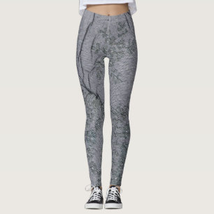 Black Grått Snöre Mönster Leggings