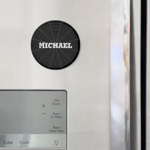 Black grått spindelnät Halloween mönster Ditt namn Magnet