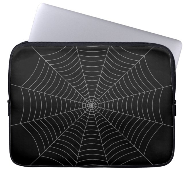 Black grått spindelnät Halloween mönster Laptop Fodral (Framsidan)