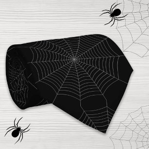 Black grått spindelnät Halloween mönster Slips