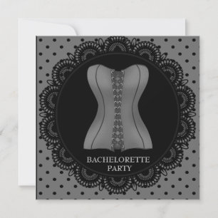 BLACK GRÅTT SPOT CORSET BACHELORETTE PART INBJUDNINGAR
