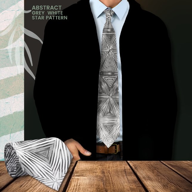 Black Grått Star Mönster Neck Tie Slips (Black Grey Star Pattern Neck Tie)