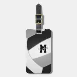 Black grått Team färg monogrammad volleyball Bagagebricka