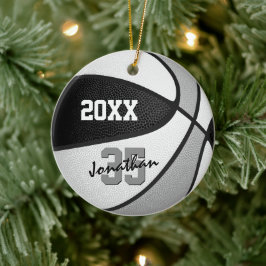 Black grått Team färg-pojkar flickor namn basketbo Julgransprydnad Keramik