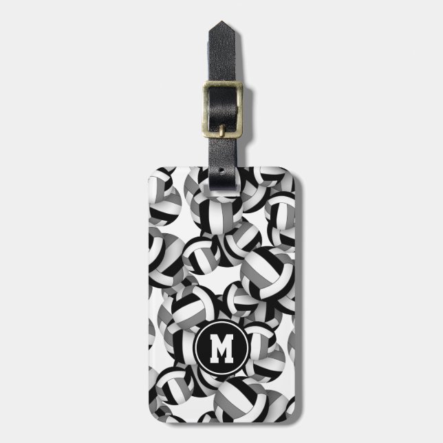 Black grått Team färg volleyball-presenter Bagagebricka (Vertikal Framsida)