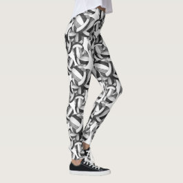 Black grått team färg volleybollar mönster leggings