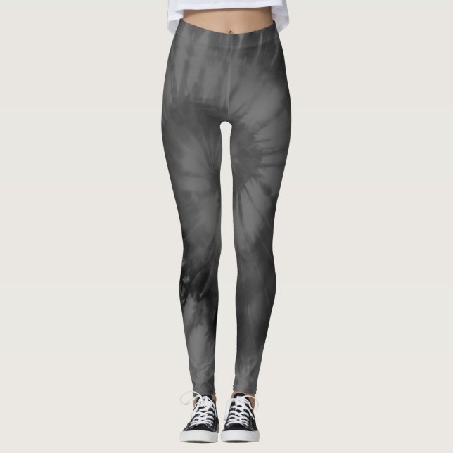 Black Grått Tie Dye Leggings (Framsida)