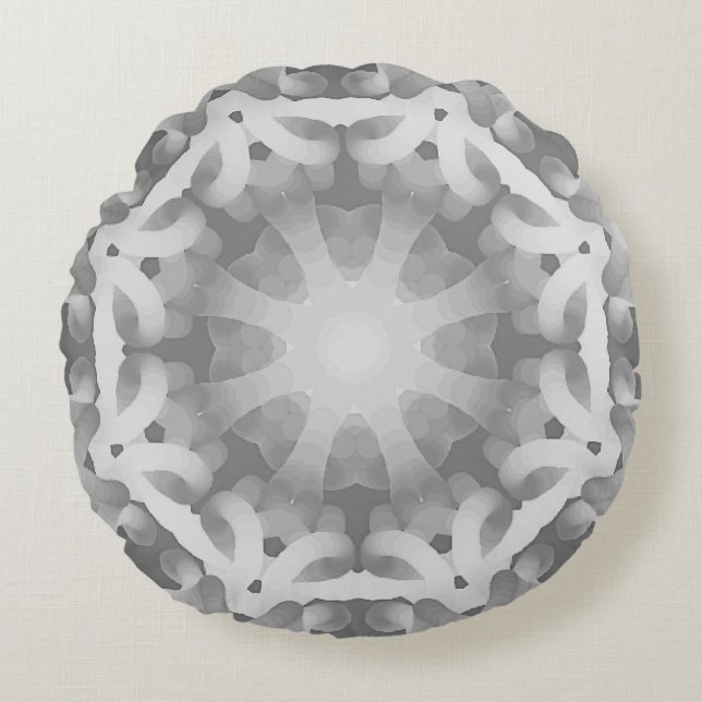 Black Grått White abstrakt design Rund Kudde (Framsidan)