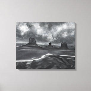 Black Grått White Charcol Monument Valley Canvastryck