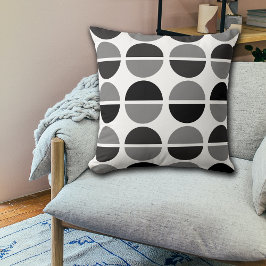 Black Grått White Circles Polka dots Dekorativ kud Kudde