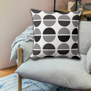 Black Grått White Circles Polka dots Dekorativ kud Kudde