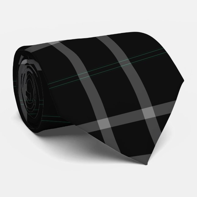 Black Grått White Grid Play Tartan Flskanals Slips (Rullad)