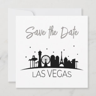Black Grått White Las Vegas Bröllop spara datum Inbjudningar