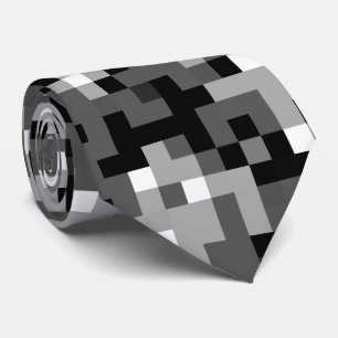 Black Grått White Pixel Mönster Slips