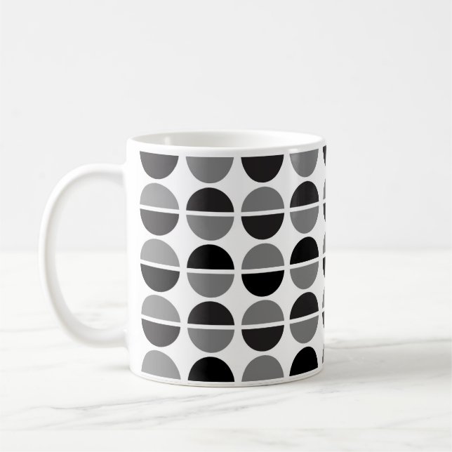 Black Grått White Polka dots Mugg för kaffe och te (Vänster)