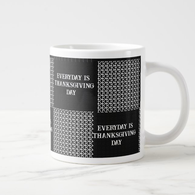 Black Grått White Varje dag är Thanksgiving Day 20 Jumbo Mugg (Höger)
