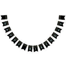 Black Grattis på födelsedagen bunting flaggor, lju