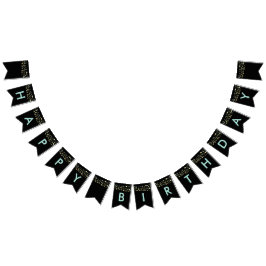 Black Grattis på födelsedagen bunting flaggor, lju Vimplar