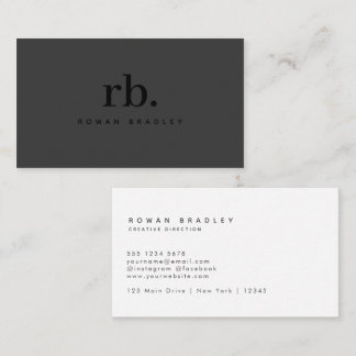 Black & Gray Minimal Monogram Clean Professional Visitkort